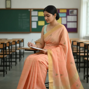 Soft and Light Weight Linen Moggam Work Saree